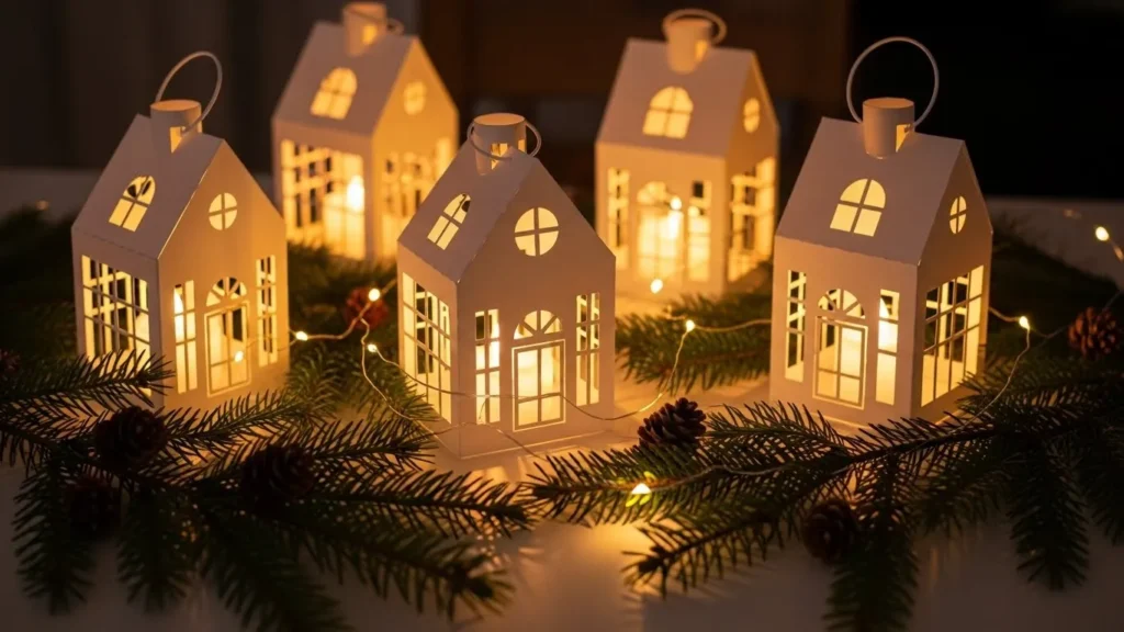 How to Build DIY Christmas House Lanterns From Cardstock