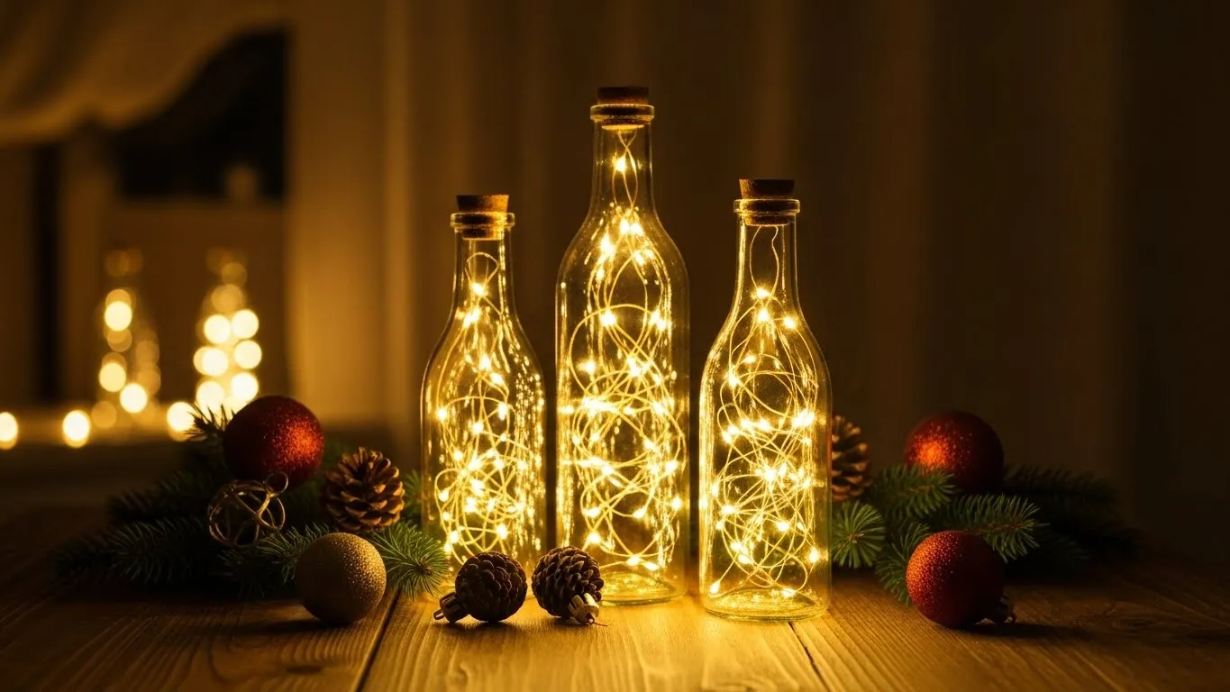 How to Make Glowing DIY Christmas Light Bottles for Night Decor