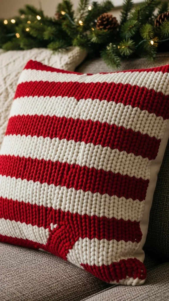 Knit Stocking Stripe Pillow