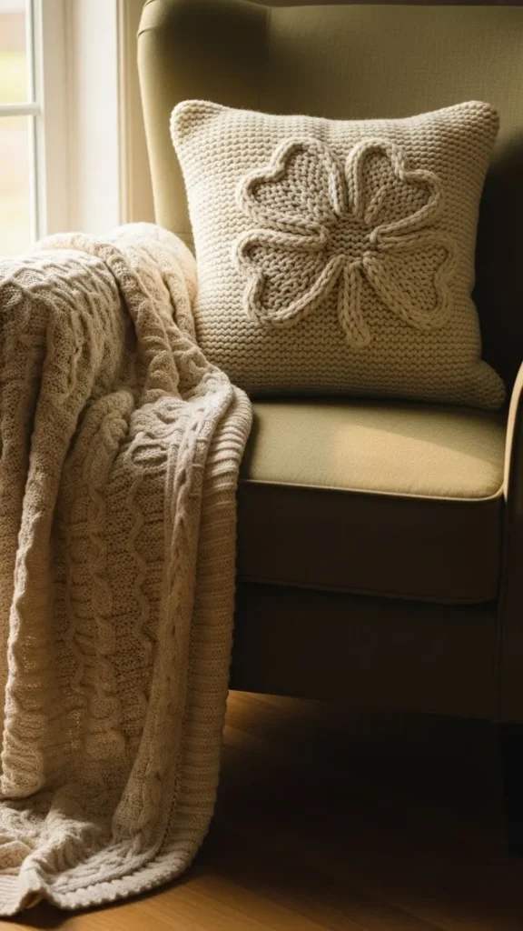Knitted Shamrock Texture Pillow