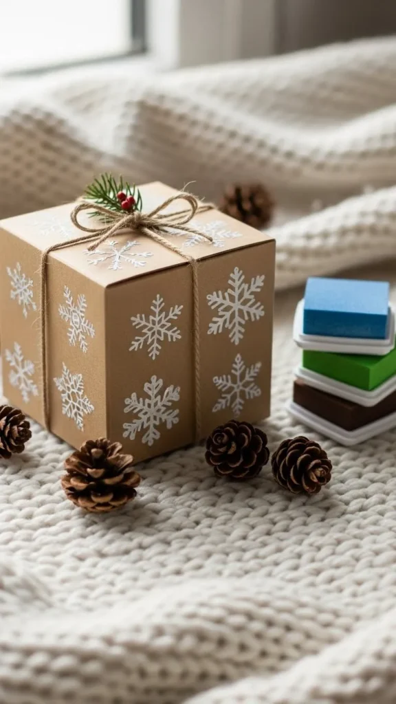 Kraft Paper Stamped Snowflake Box