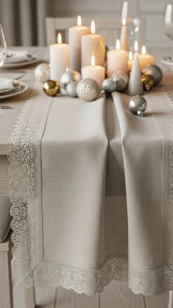 Lace-Trimmed Linen Runner