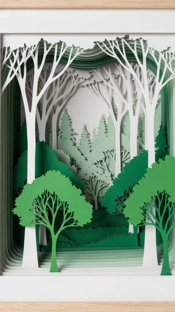 Layered Paper Forest Scene