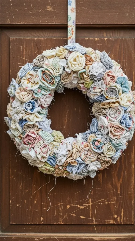 Layered Scrap Fabric Wreath