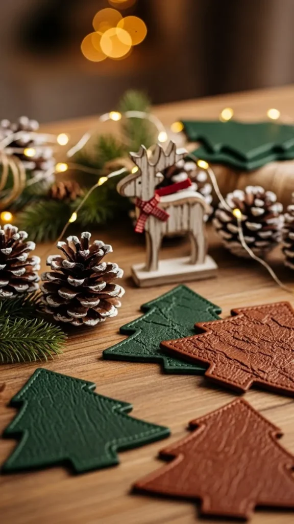 Leather Tree-Shaped Coasters