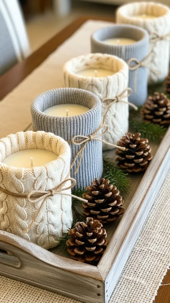 Make Warm and Chunky Sweater-Wrapped Candles