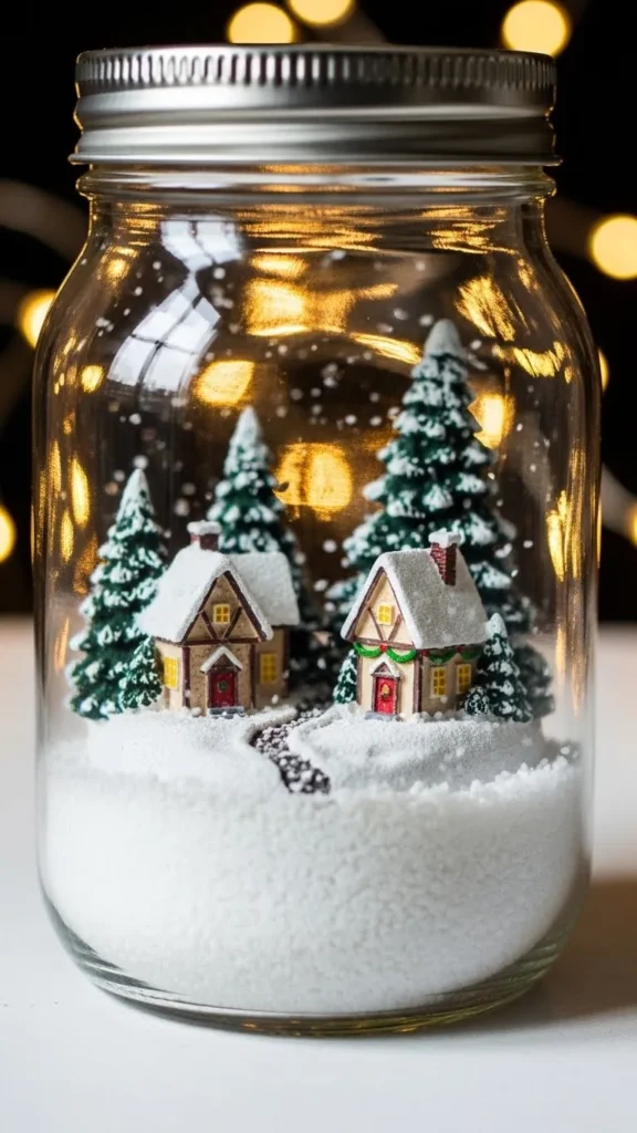 Mason Jar Winter Village Globe