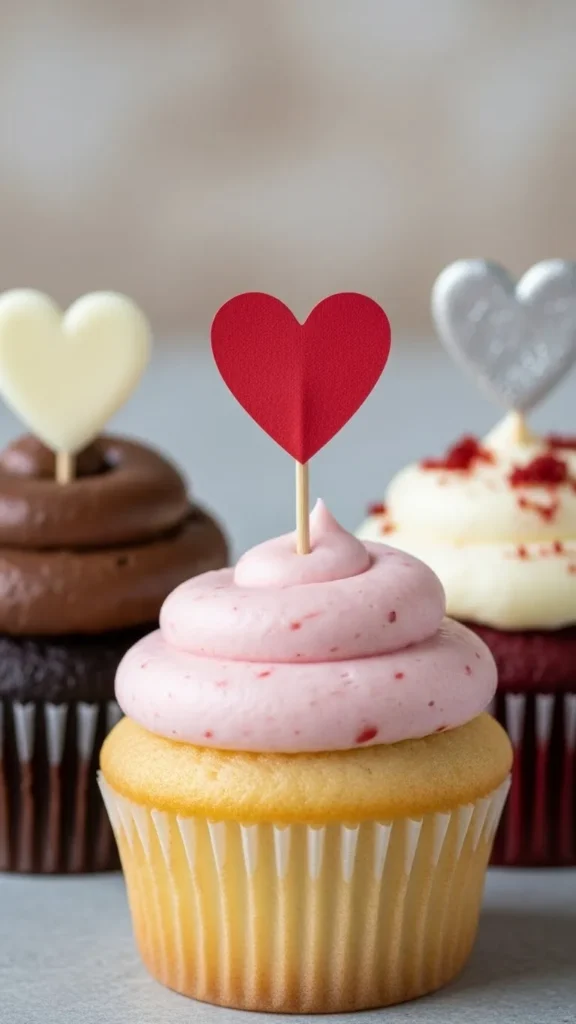 Mini Heart Topper Cupcakes