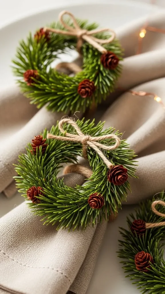 Mini Pine Wreath Napkin Rings