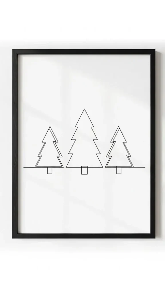 Minimalist Line-Art Christmas Trees