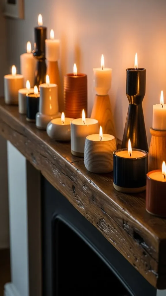 Mixed Candle Heights With Textured Holders