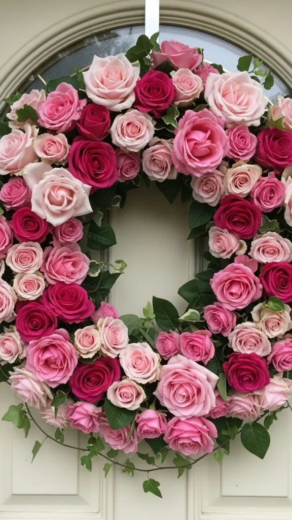Mixed Pink Rose Garden Wreath