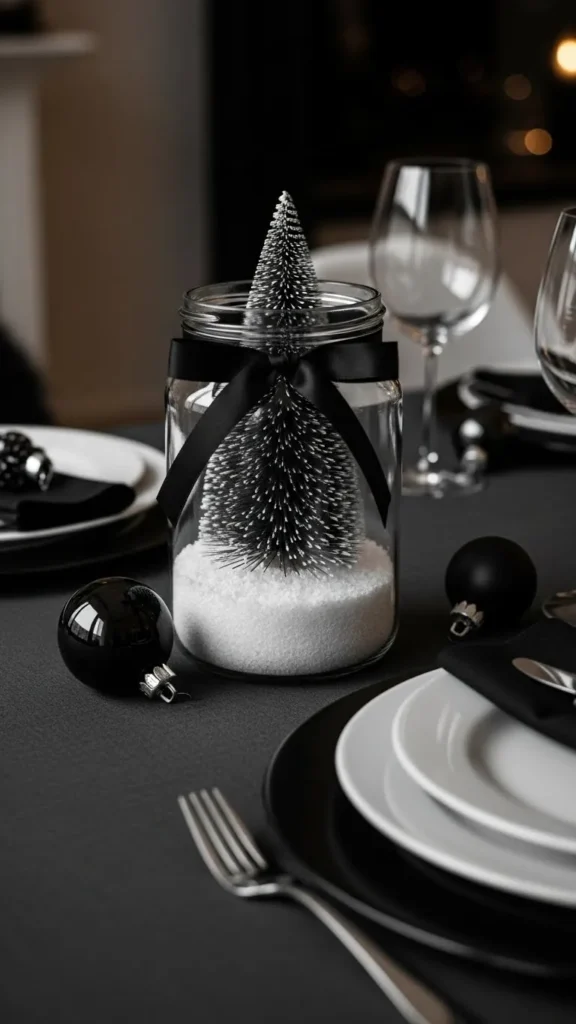 Modern Black-and-White Snow Jar