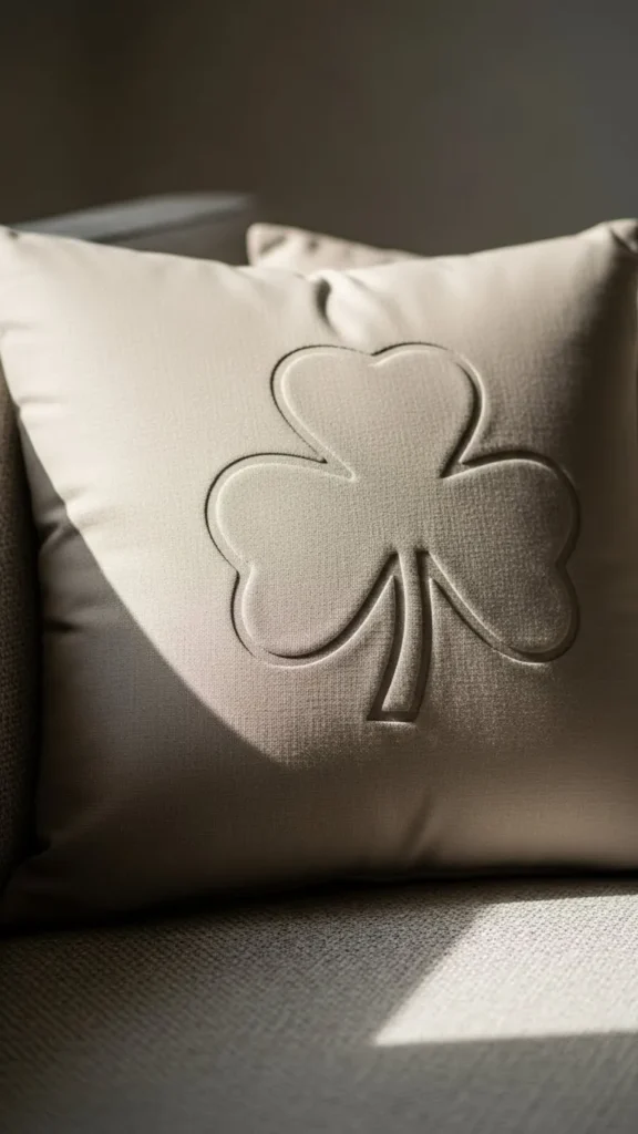 Neutral Shamrock Outline Pillow