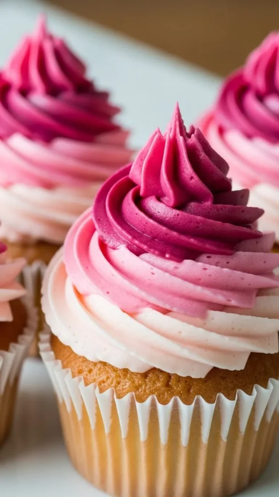 Ombre Pink Frosting Cupcakes