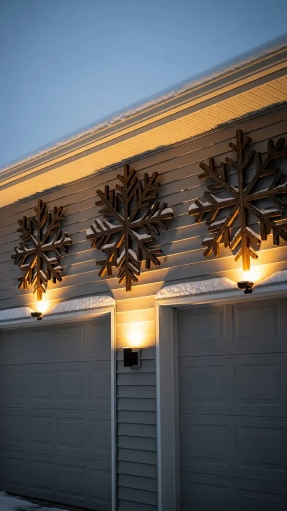 Oversized Snowflakes on the Garage