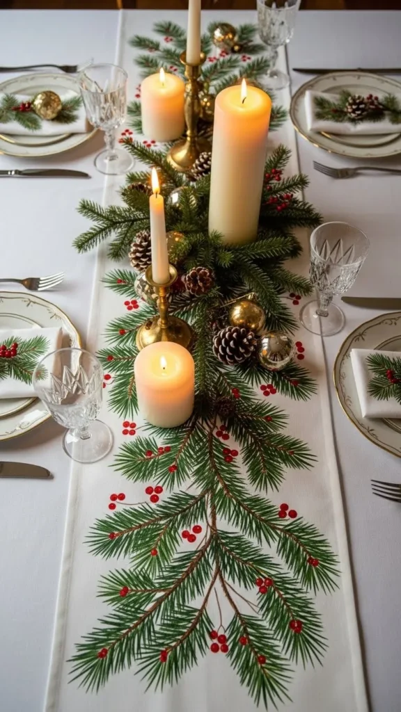  Painted Greenery Motif Runner