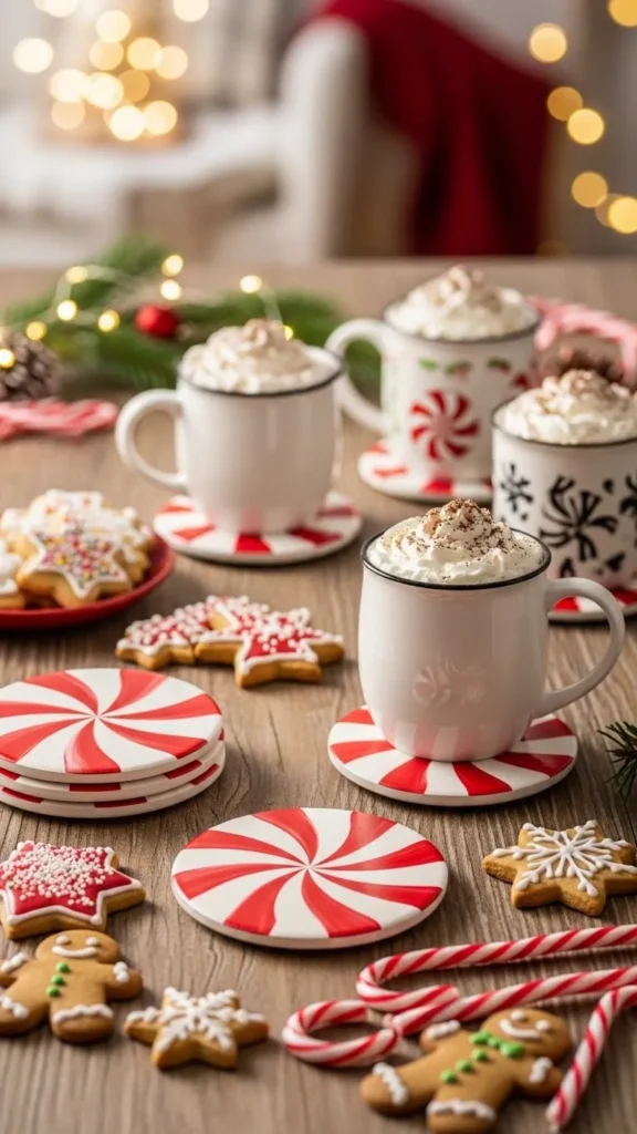 Peppermint Swirl Painted Coasters