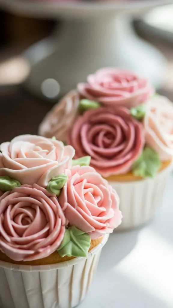 Pink Rose Swirl Cupcakes