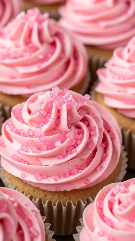 Pink Sugar Crystal Cupcakes