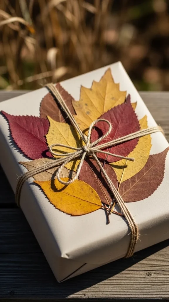 Plain Paper with Pressed Leaves