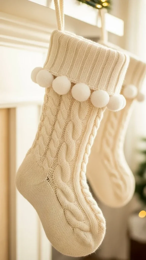 Pom-Pom Trim Holiday Stocking