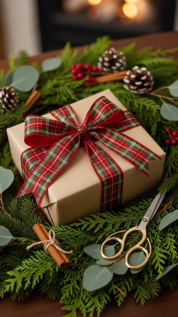 Red Plaid Ribbon Box