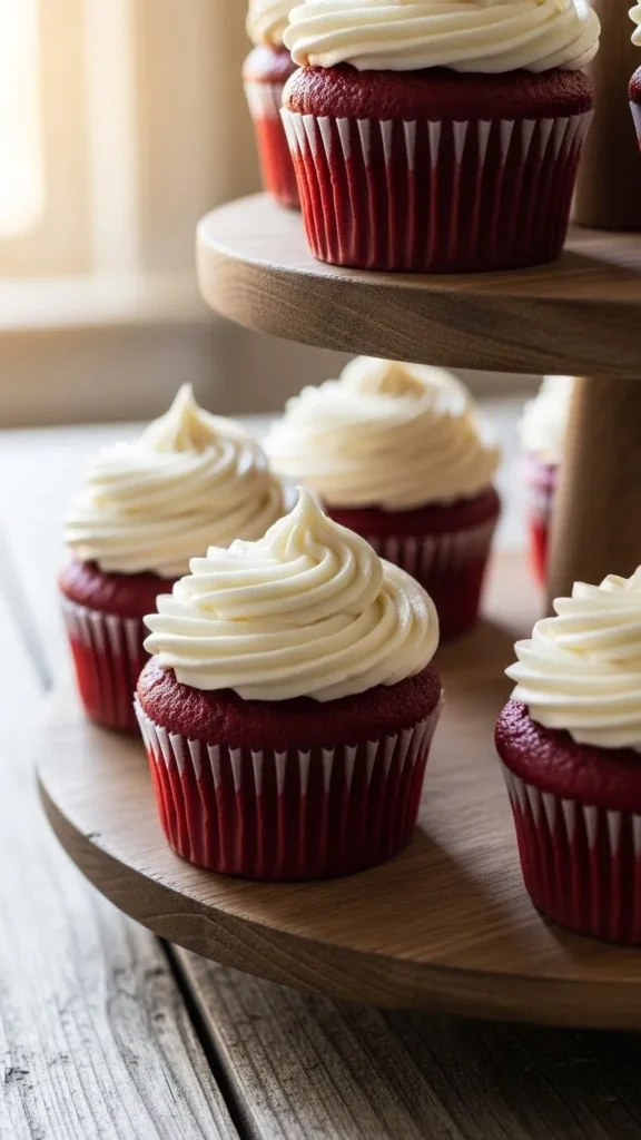 Red Velvet Cupcakes With Creamy Tops