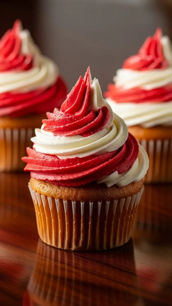 Red and White Swirl Cupcakes