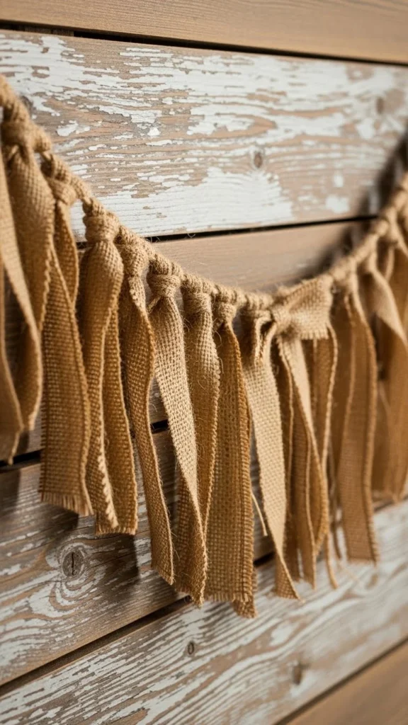 ustic Burlap Ribbon Garland