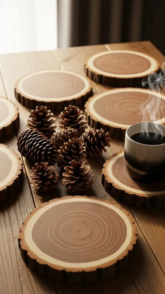  Rustic Wood Slice Coasters