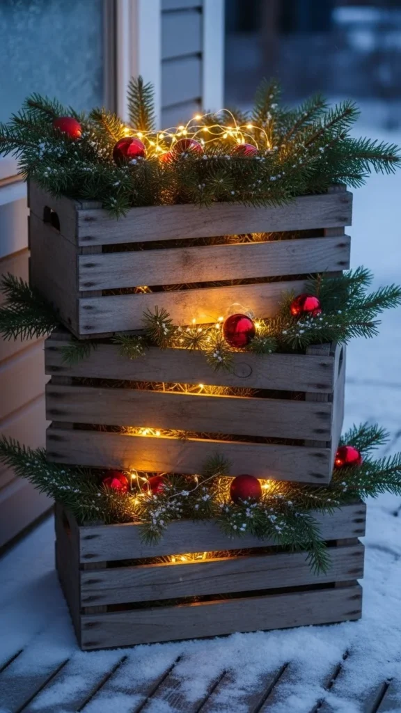 Rustic Wooden Porch Crates