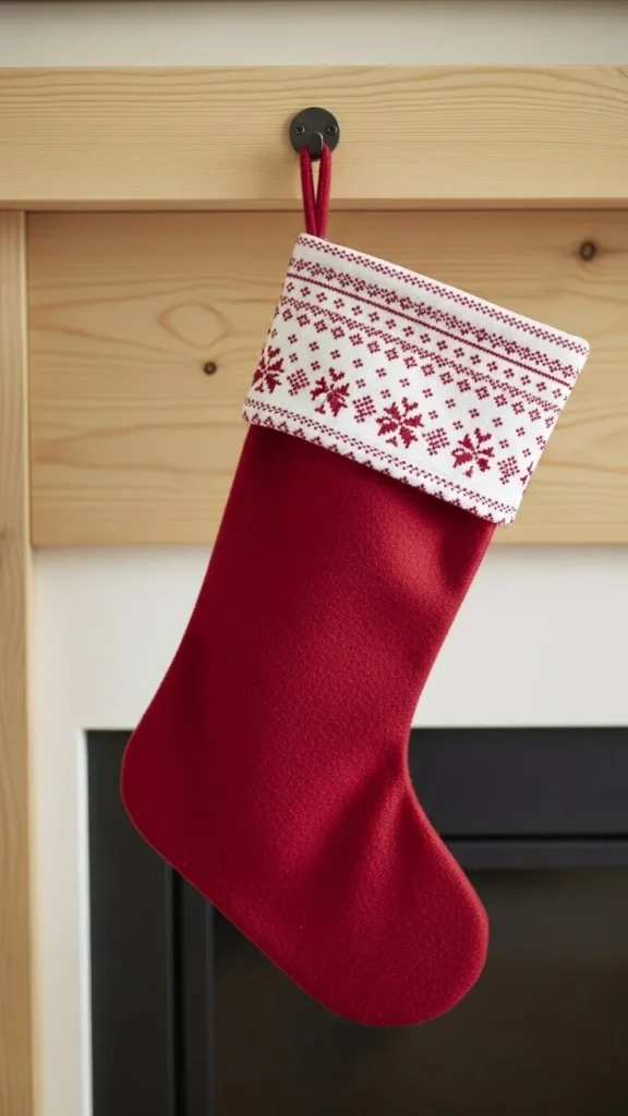 Scandinavian-Inspired Red-and-White Stocking