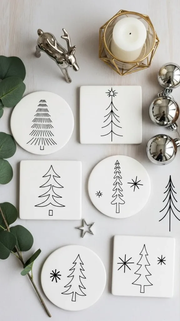 Scandinavian Minimal Line-Art CoastersScandinavian Minimal Line-Art Coasters