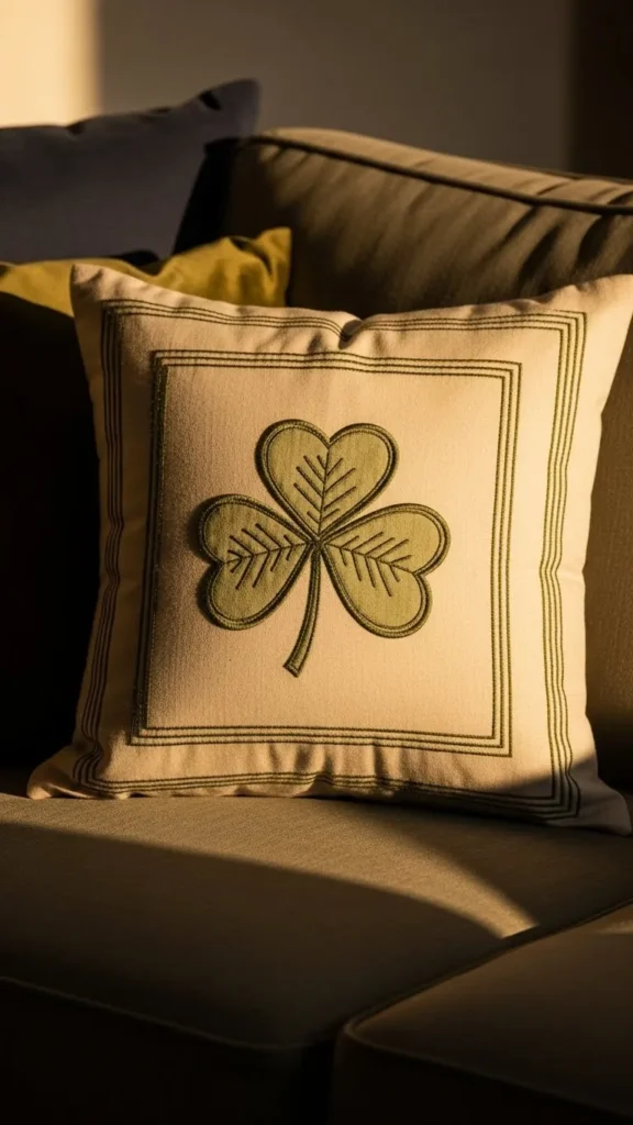Shamrock Frame Stitch Pillow