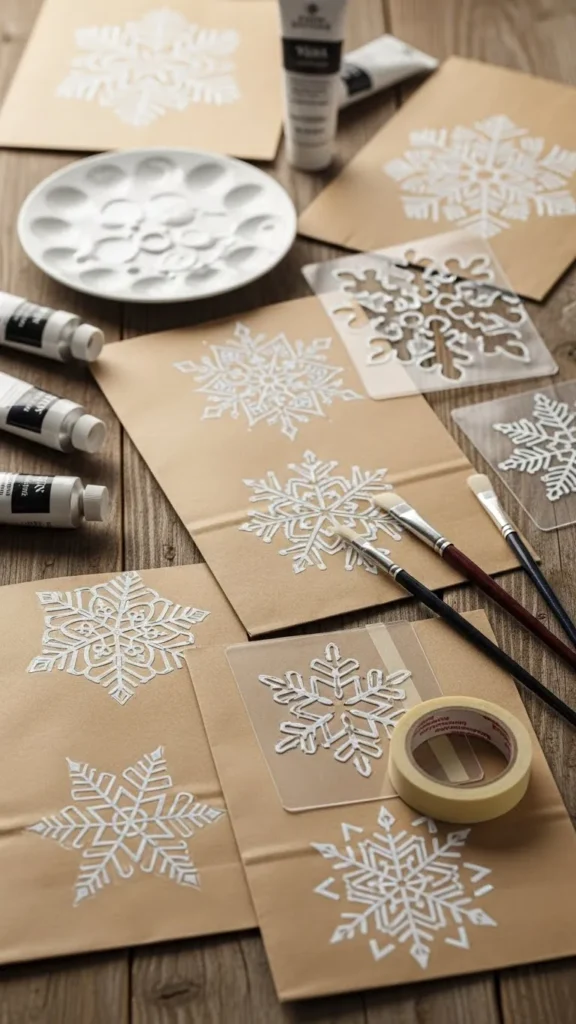 Snowflake Stencil Treat Bags