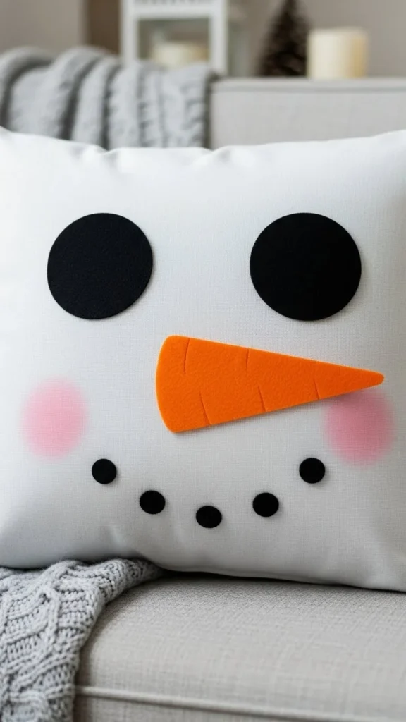 Snowman Felt Face Pillow