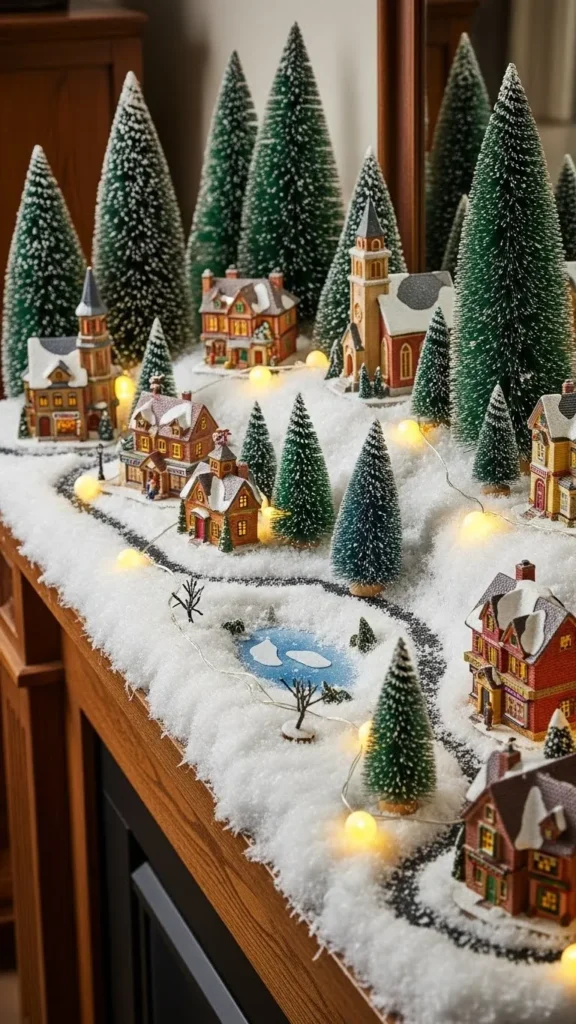 Snowy Village Scene With Faux Snow