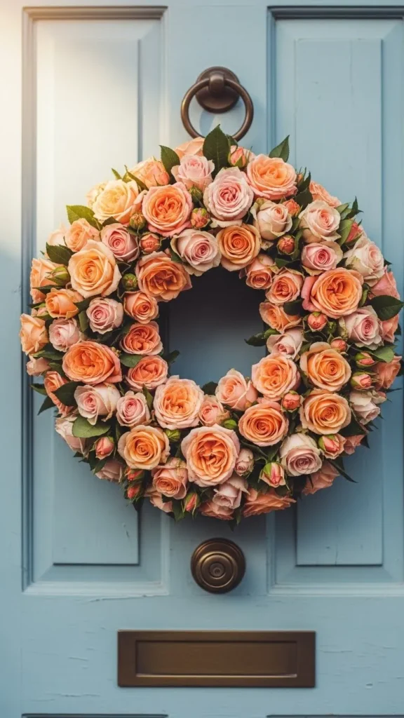 Soft Peach Rose Wreath
