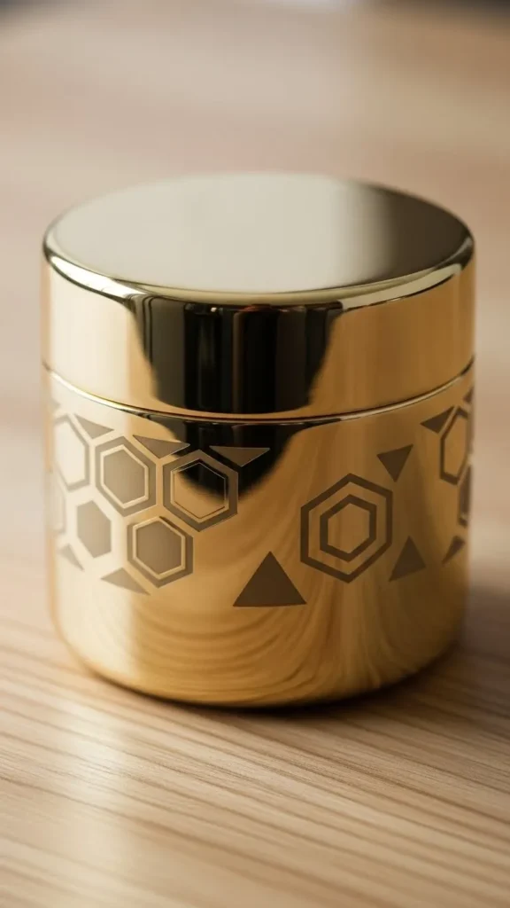 Stenciled Gold Pattern Jar