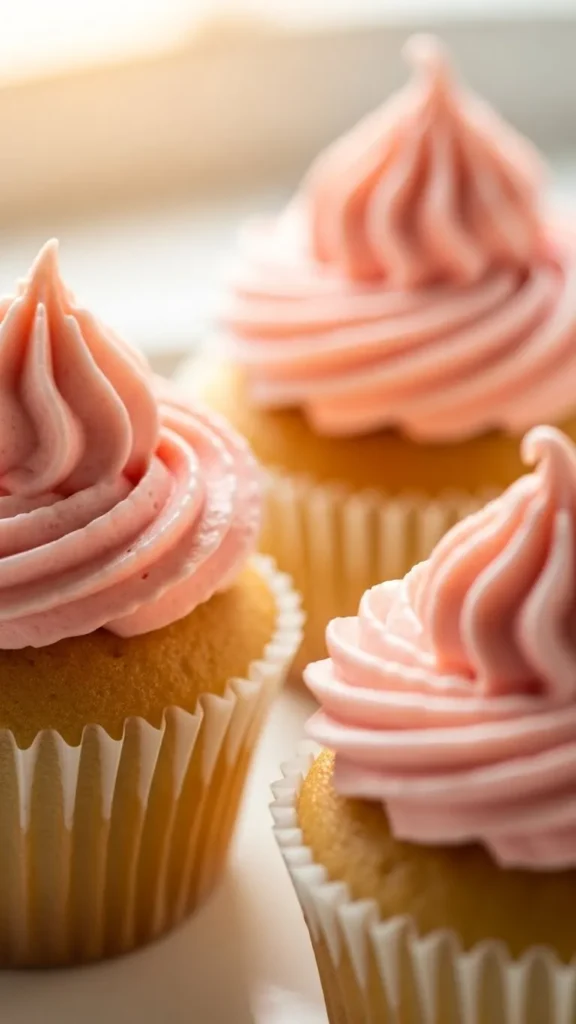 Strawberry Cream Dollop Cupcakes