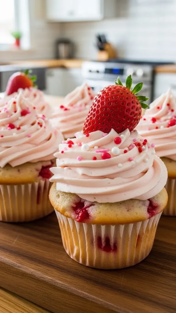 Strawberry Sprinkle Cupcakes
