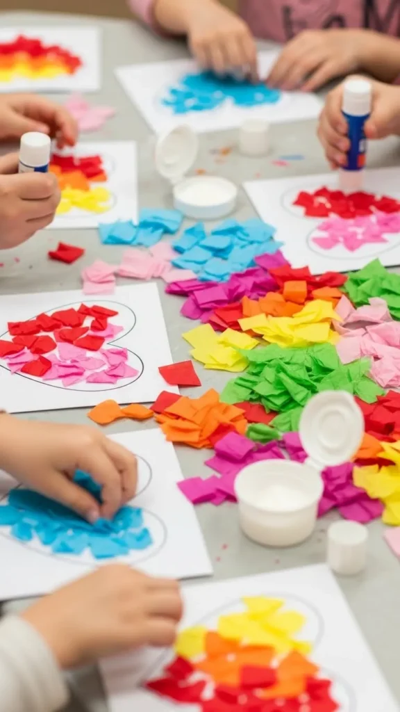 Tissue Paper Heart Mosaics