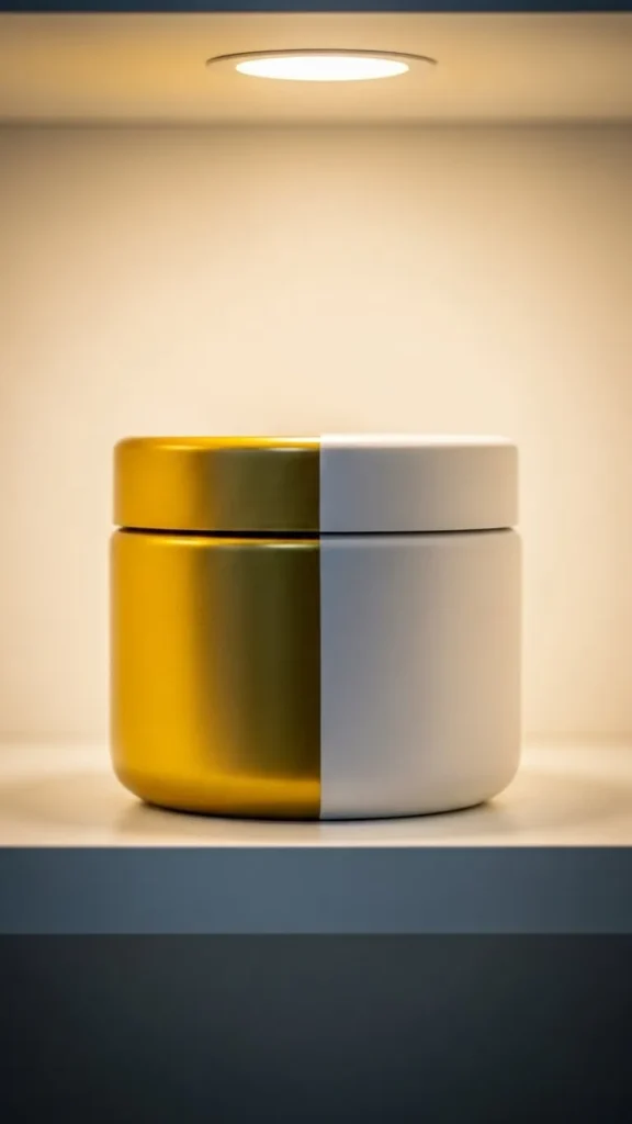 Two-Tone Gold and White Jar