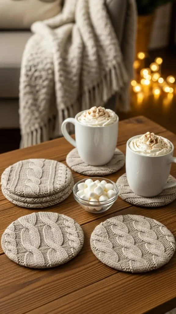Upcycled Sweater Coasters