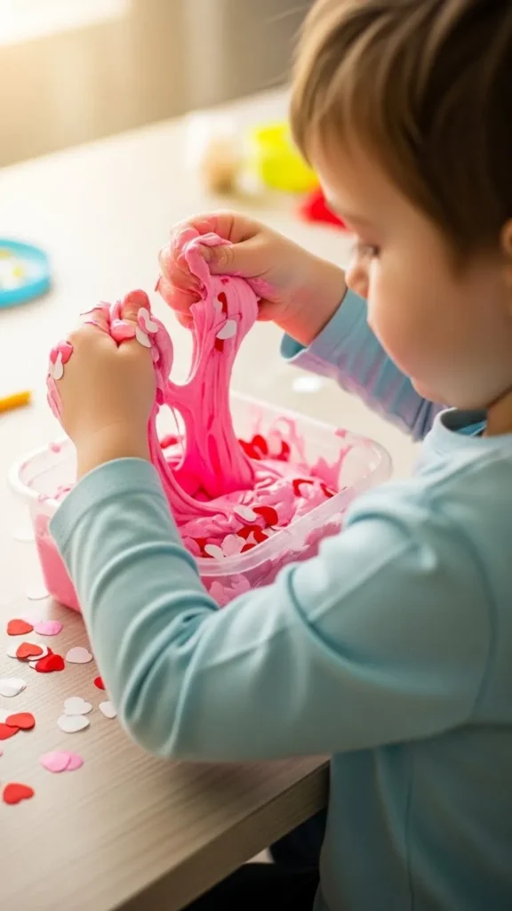 Valentine Slime with Heart Confetti
