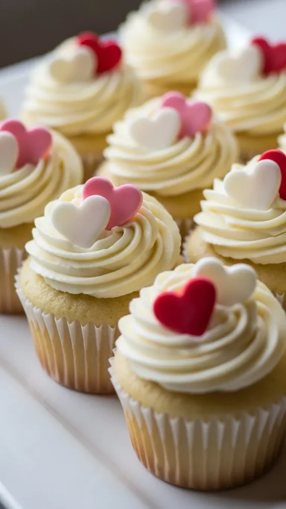 Vanilla Cupcakes With Fondant Hearts