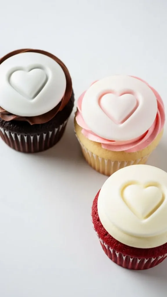 Vanilla Cupcakes With Heart Stamps