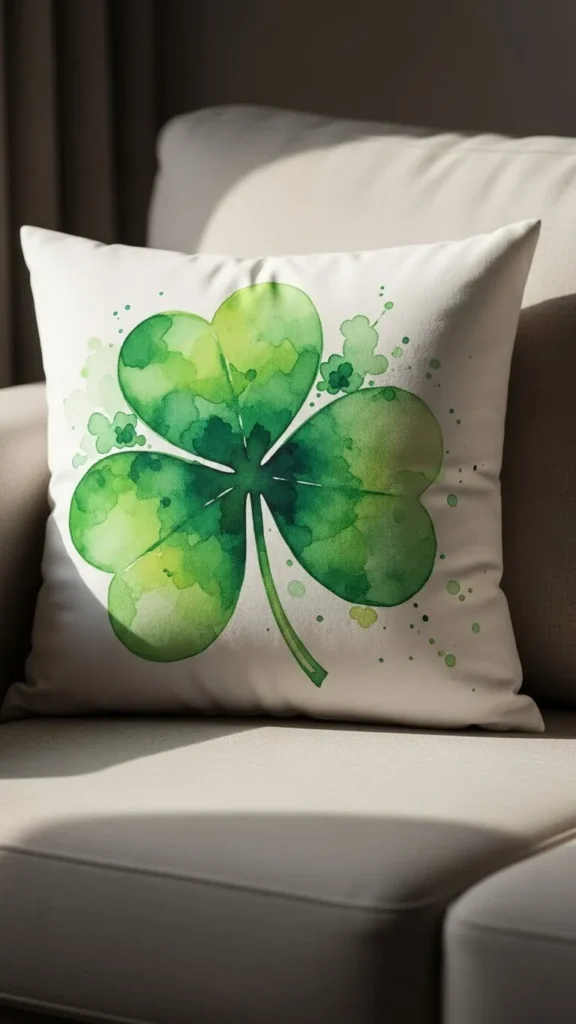 Watercolor Shamrock Pillow