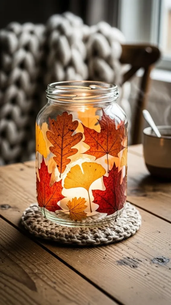 Winter Leaf Pressed Jar